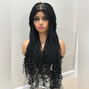 36 Inch Braided Wigs for Black Women - Knotless Box Braid Wig w/Curl ends